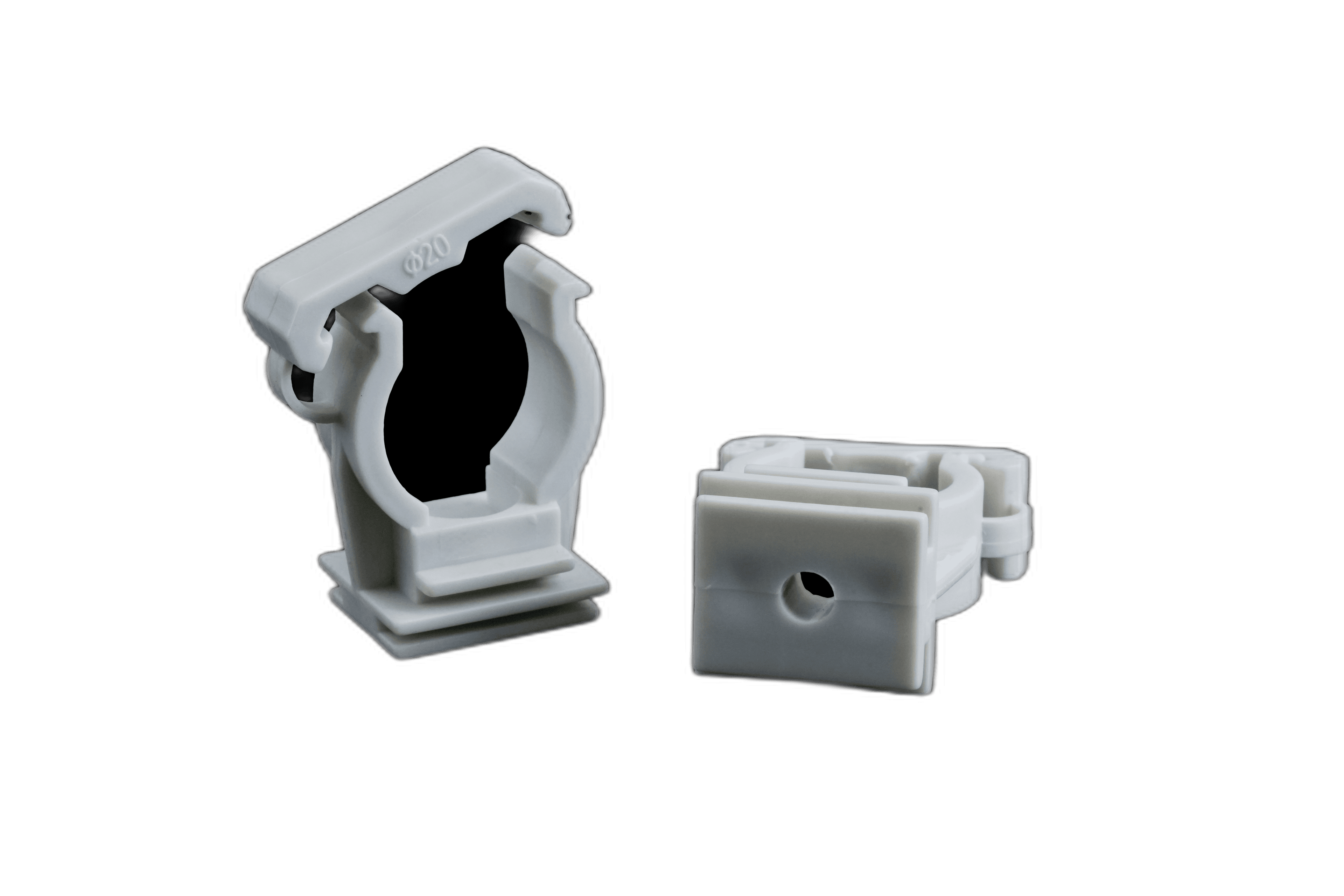 ABGU INDEX Closed Nylon Pipe Clip With Pre-Thread M6.(Grey) - M20
